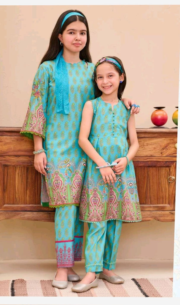 AJ 2pcs Unstitched Mint Lawn