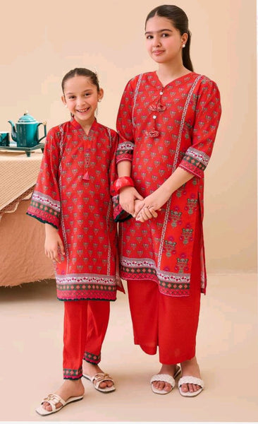 AJ 2pcs Unstitched Red Lawn