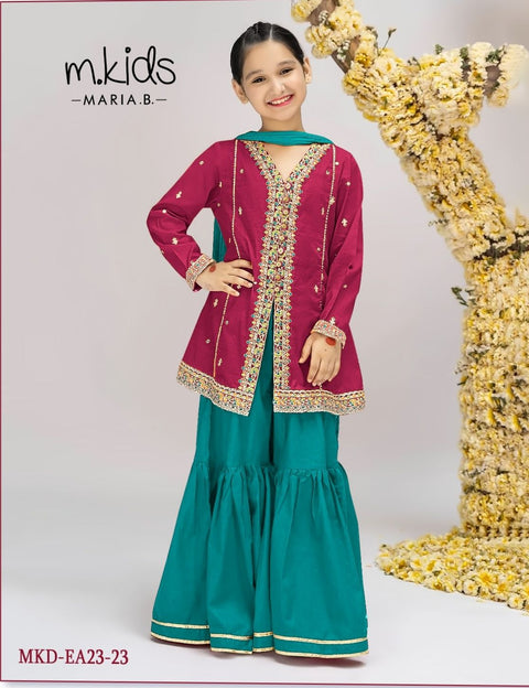 MB Maroon Coat Green Gharara